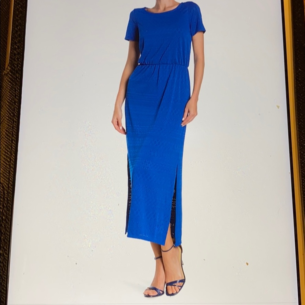NWT London Times Blouson Eyelet Lace Maxi Dress